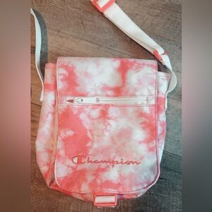 NWOT CHAMPION Pink&White Tie-dyed pattern cross body sports bag
